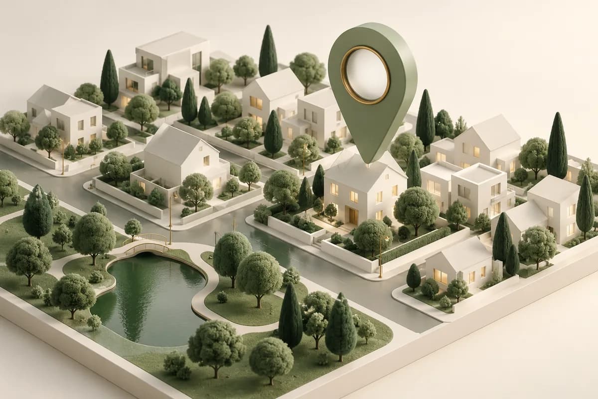 Minh họa 3D màu xanh sage về local seo cho doanh nghiệp nhỏ: ưu tiên việc gì?