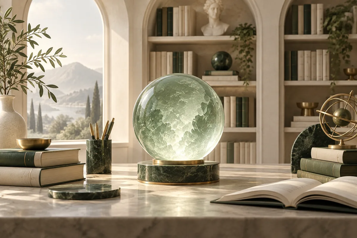 Minh họa 3D màu xanh sage về seo cho ai search: nội dung rõ, nguồn tốt, url đọc được