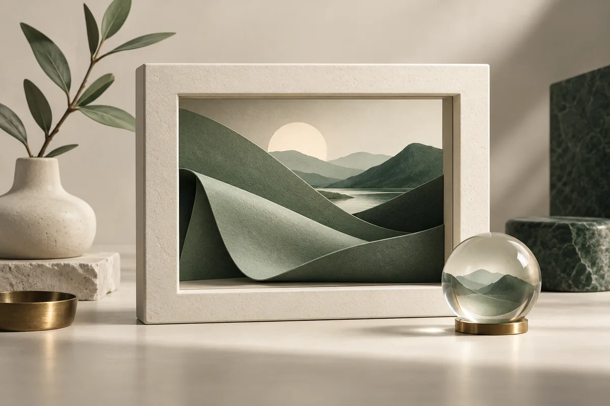 Minh họa 3D màu xanh sage về tối ưu hình ảnh website: nhanh hơn, rõ hơn và dễ truy cập