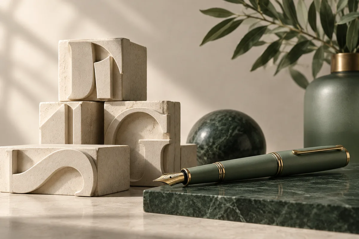 Minh họa 3D màu xanh sage về viết nội dung trang chủ: rõ giá trị, rõ hành động