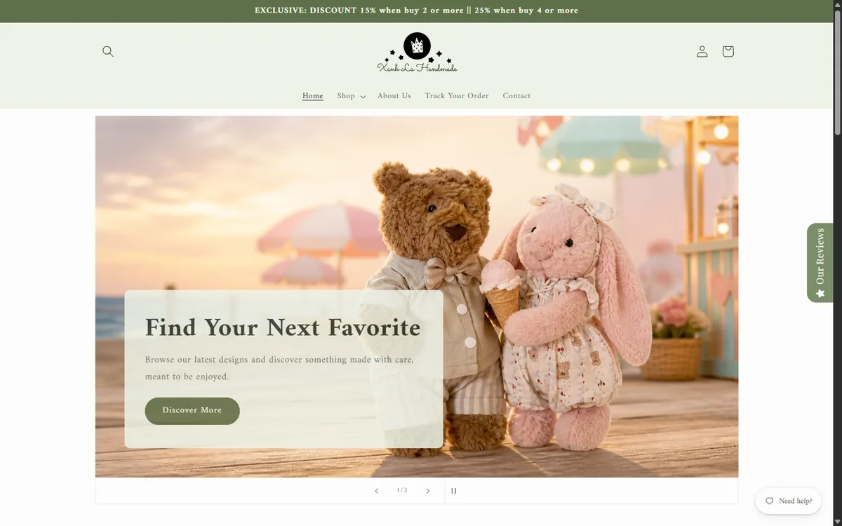 Ảnh xem trước website: Xanh La Handmade